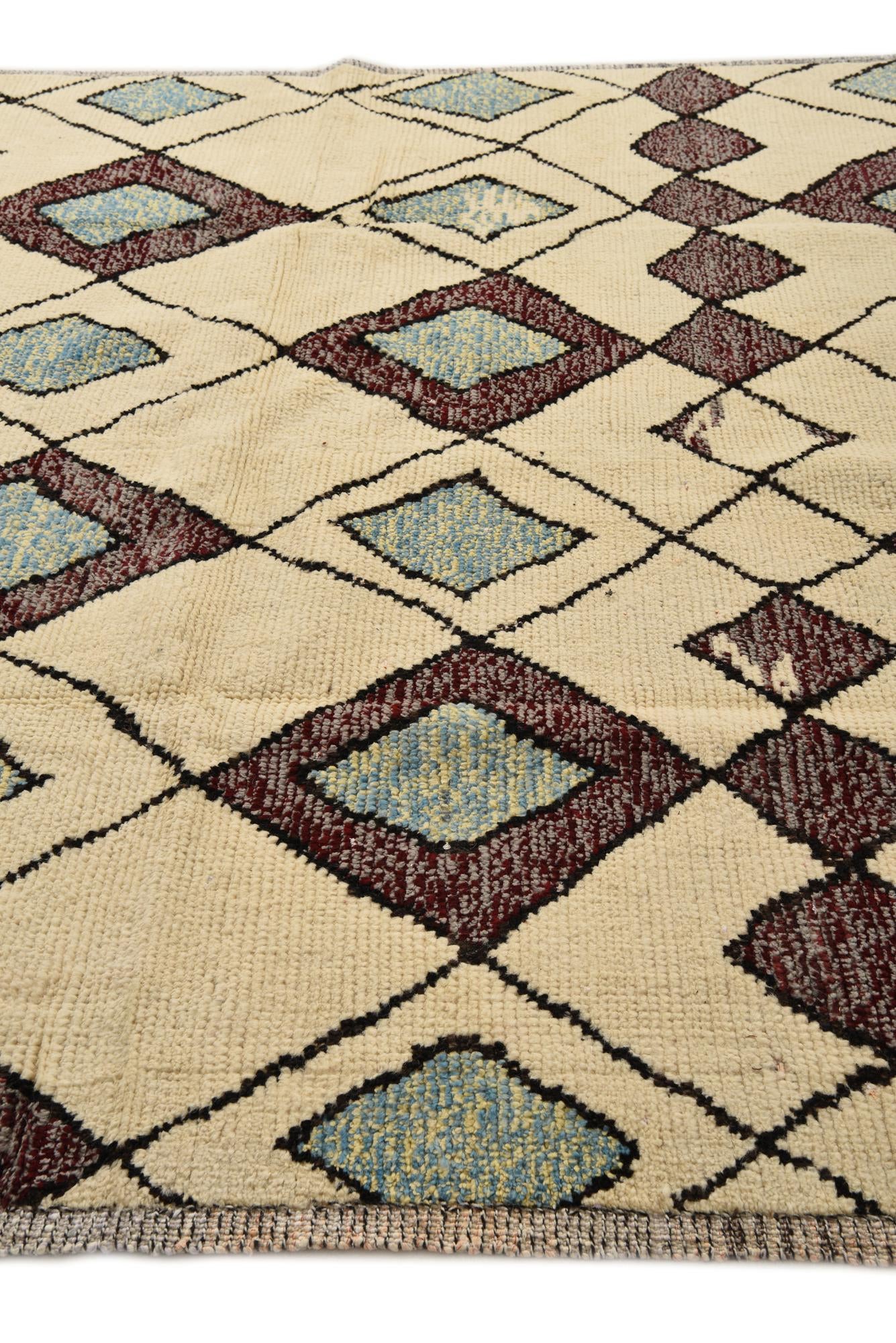 7' 11 x 10' 5 Hand Knotted Moroccan Wool Rug