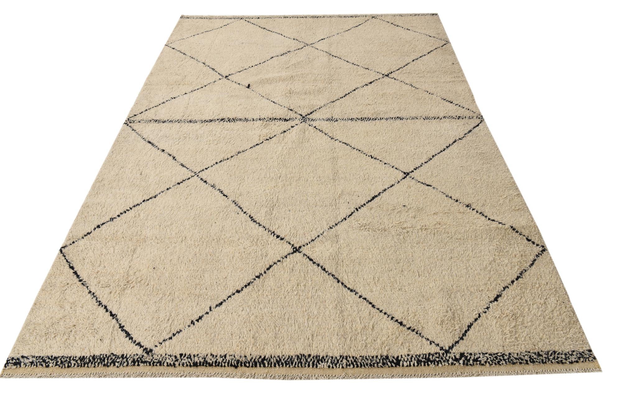 6' 3 x 9' 4 Hand Knotted Moroccan Wool Rug