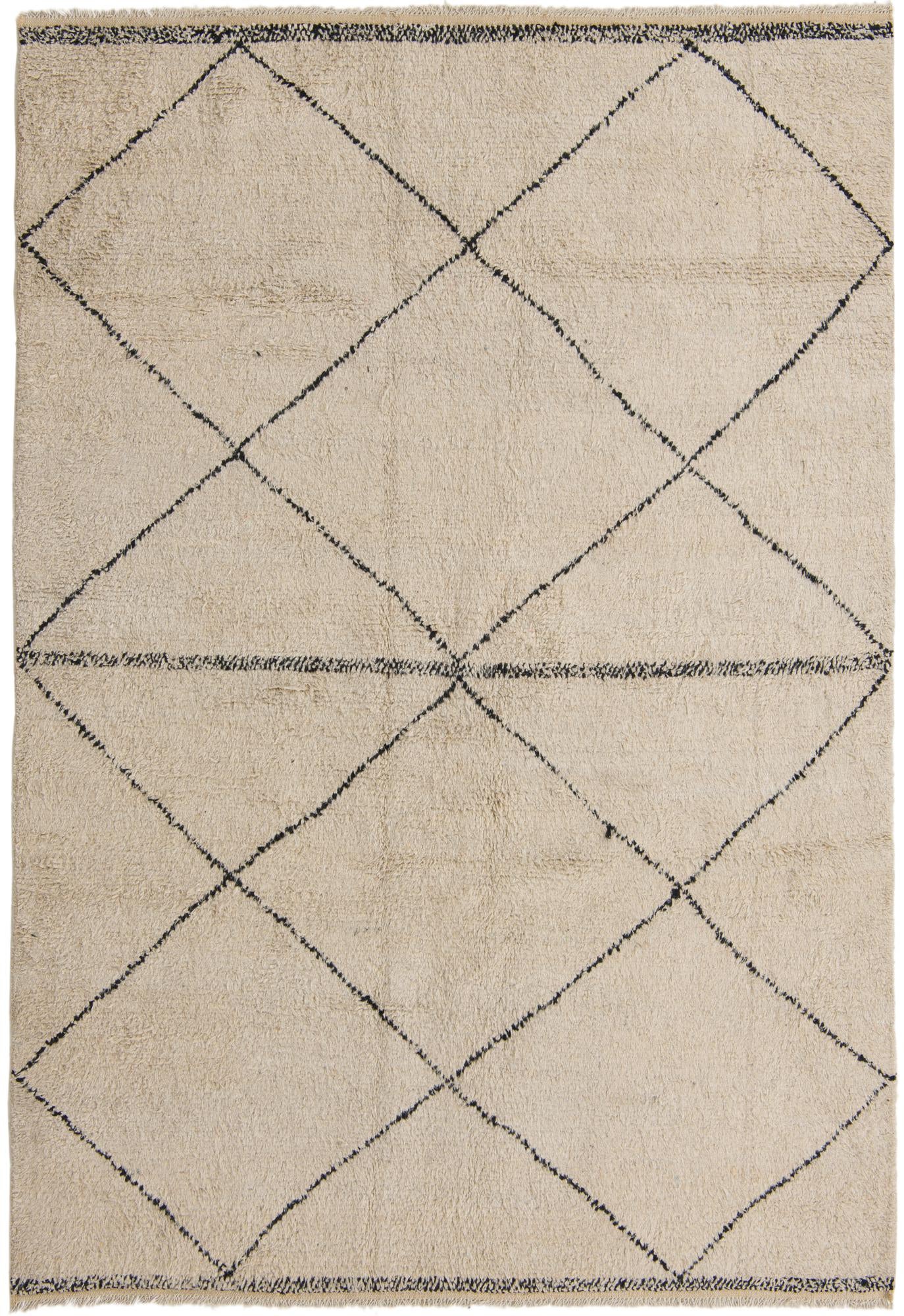 6' 3 x 9' 4 Hand Knotted Moroccan Wool Rug