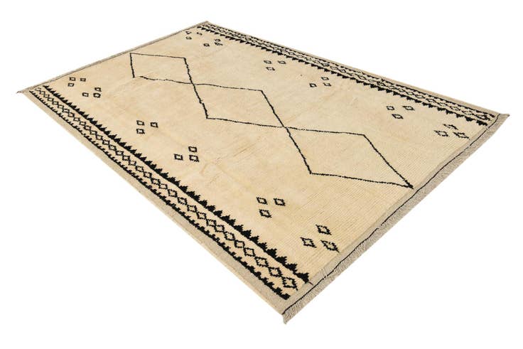Detail image of 6' 2 x 9' 3 Hand Knotted Moroccan Wool Rug