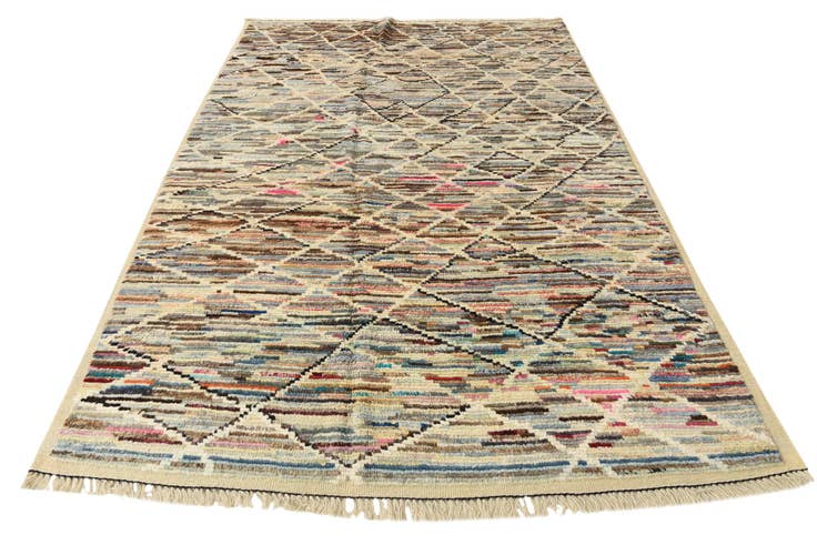 Detail image of 6' 3 x 9' 2 Hand Knotted Moroccan Wool Rug