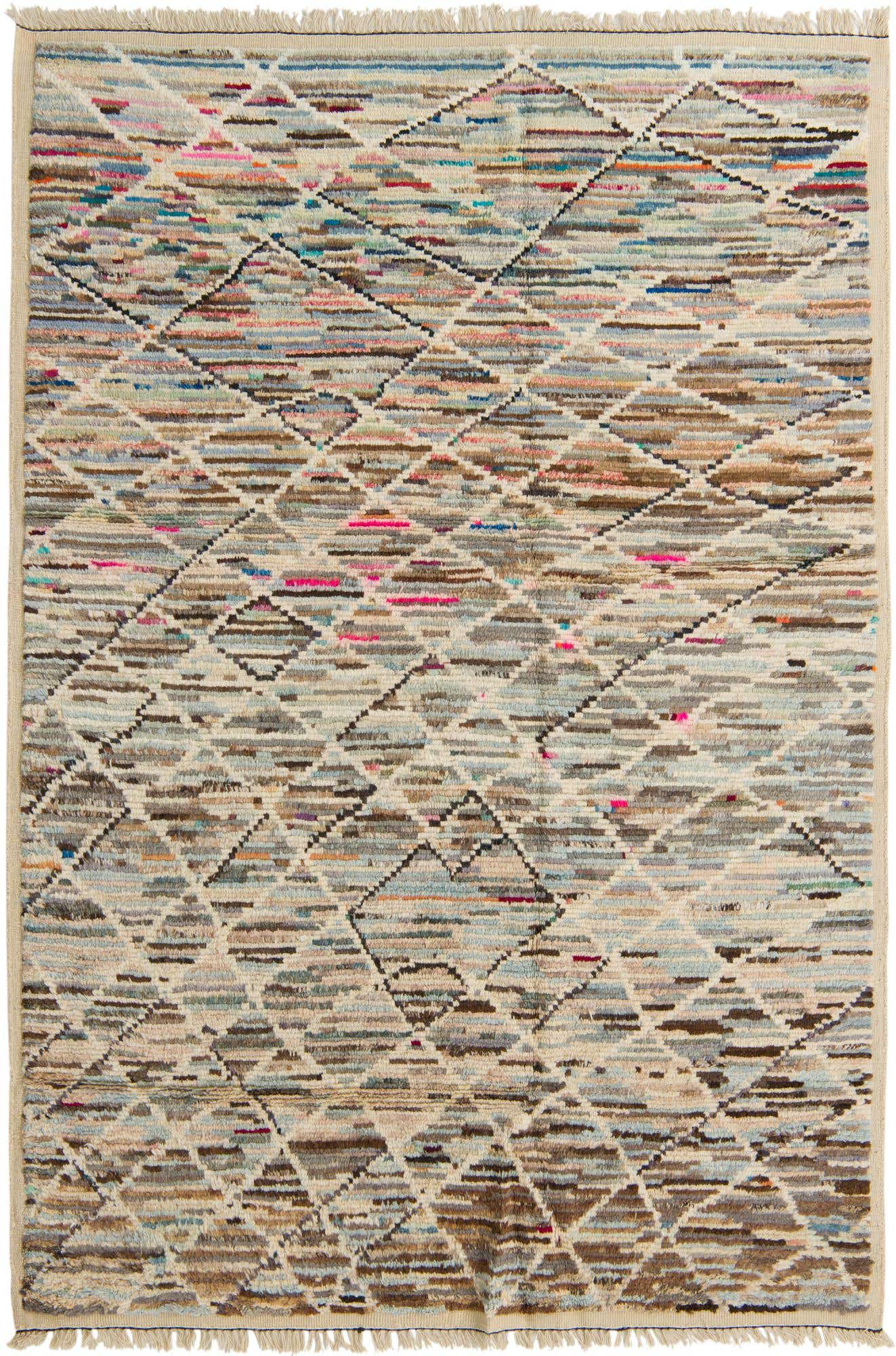 6' 3 x 9' 2 Hand Knotted Moroccan Wool Rug