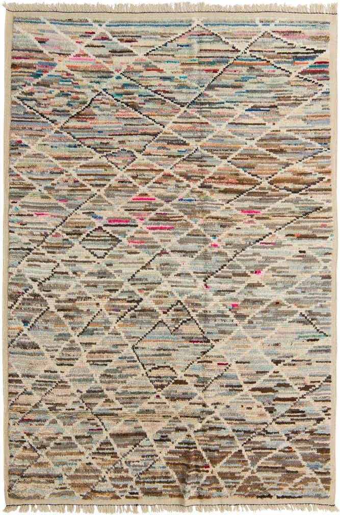 6' 3 x 9' 2 Hand Knotted Moroccan Wool Rug