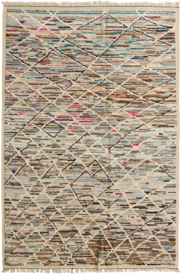 Detail image of 6' 3 x 9' 2 Hand Knotted Moroccan Wool Rug