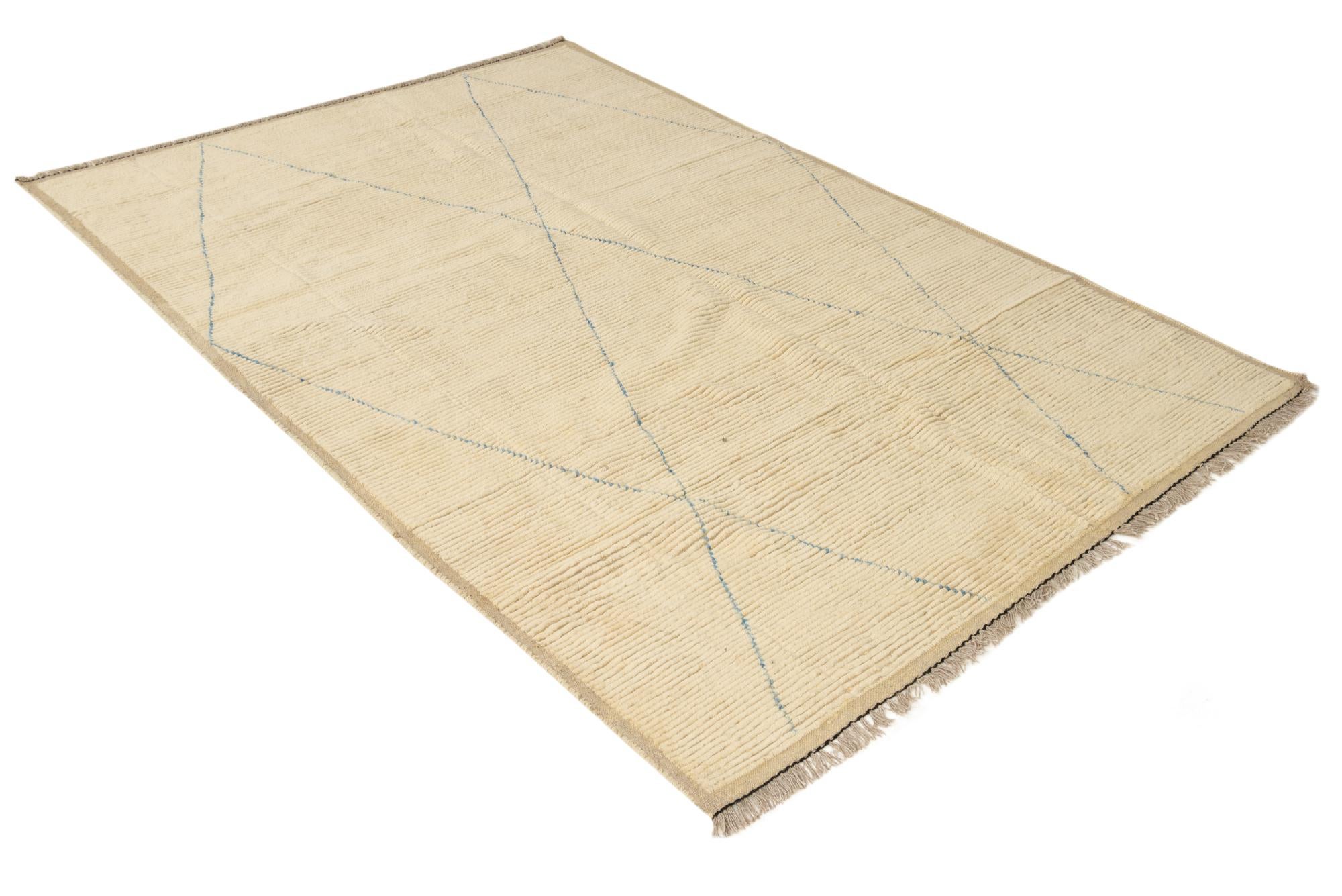 6' 5 x 9' 4 Hand Knotted Moroccan Wool Rug