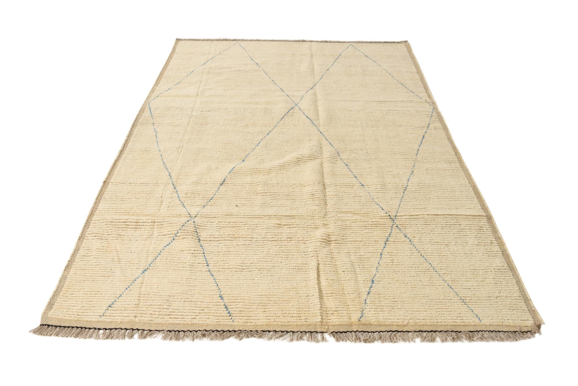 6' 5 x 9' 4 Hand Knotted Moroccan Wool Rug