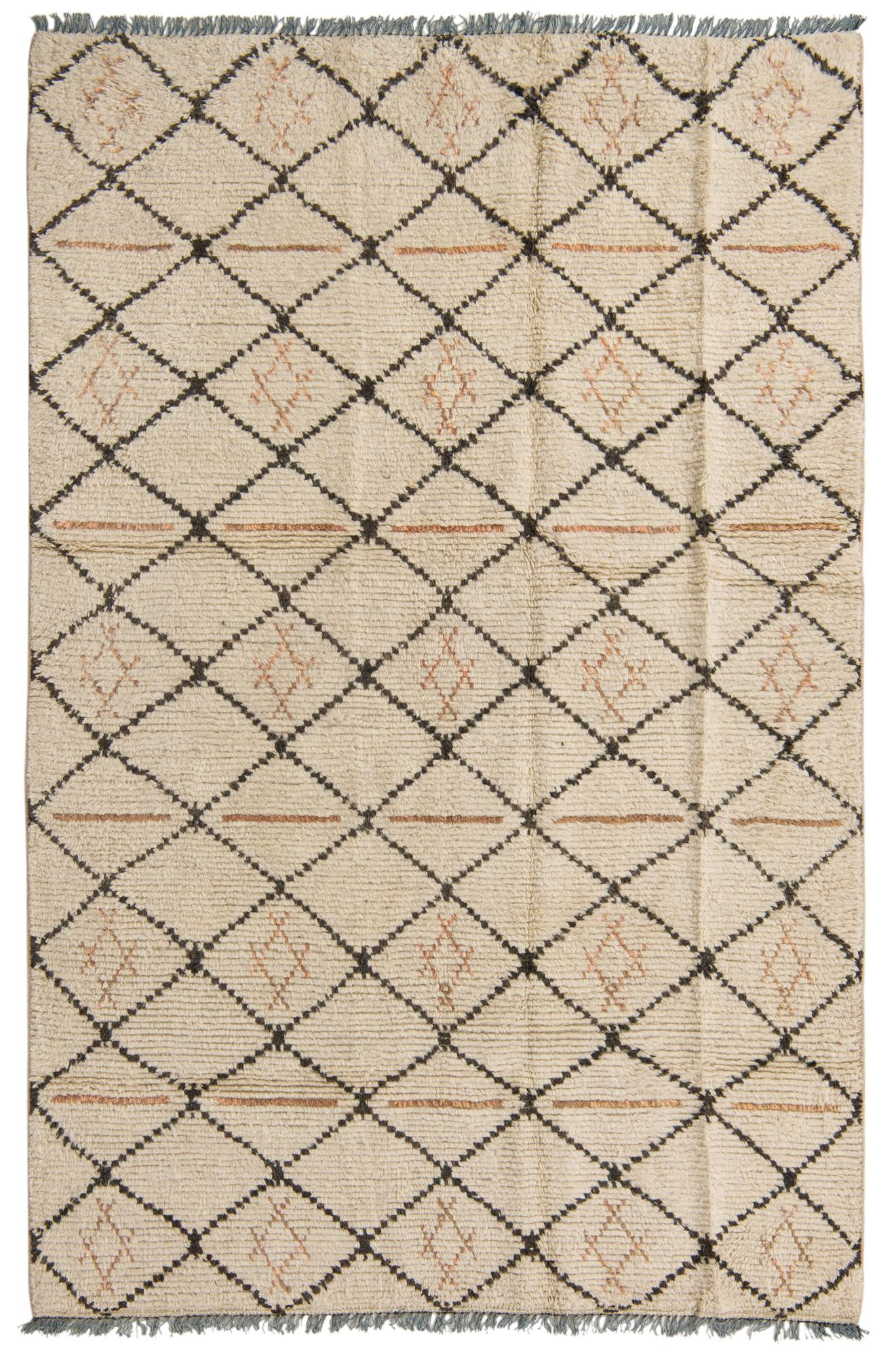 6' x 9' 4 Hand Knotted Moroccan Wool Rug