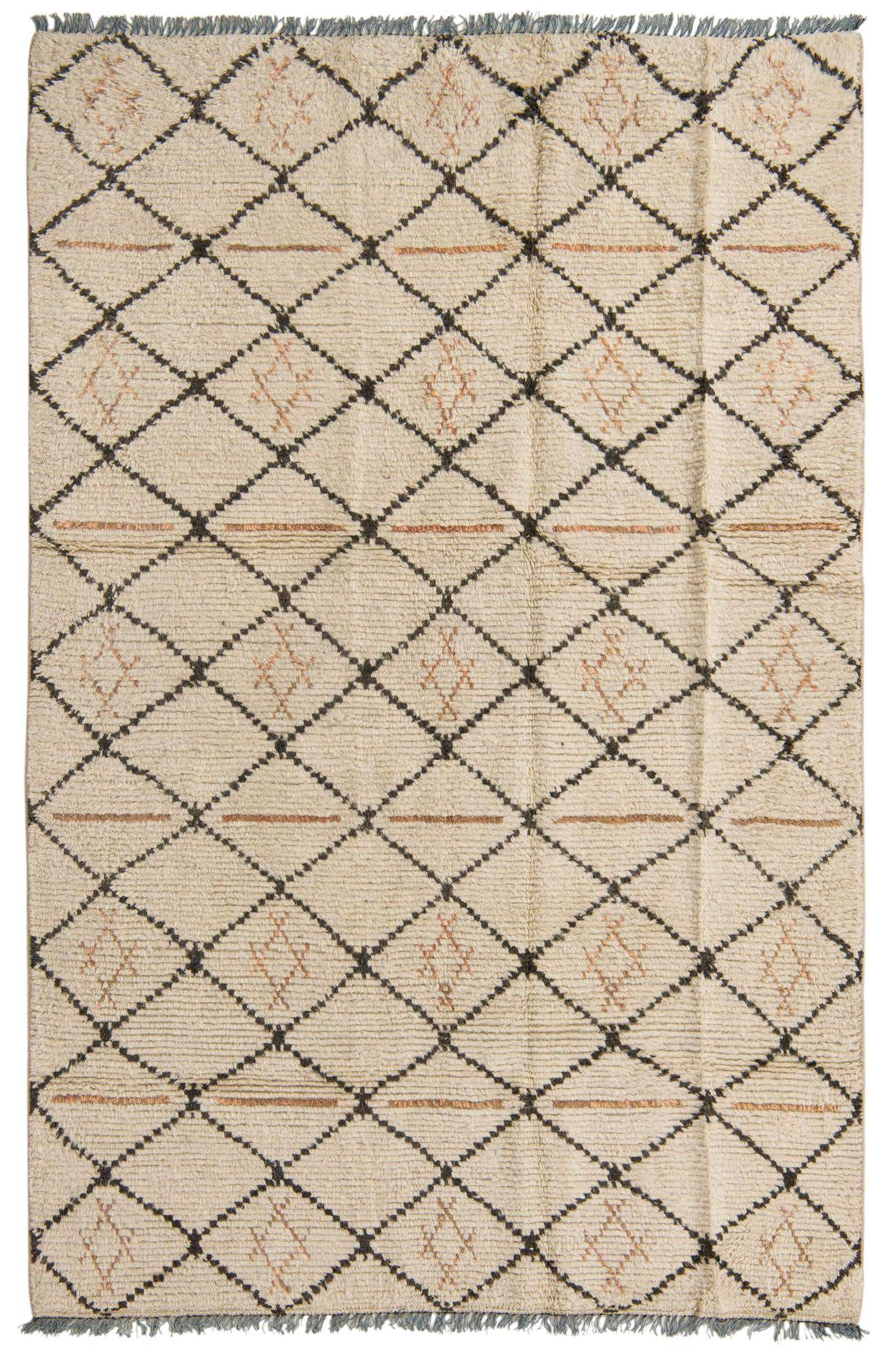 6' x 9' 4 Hand Knotted Moroccan Wool Rug