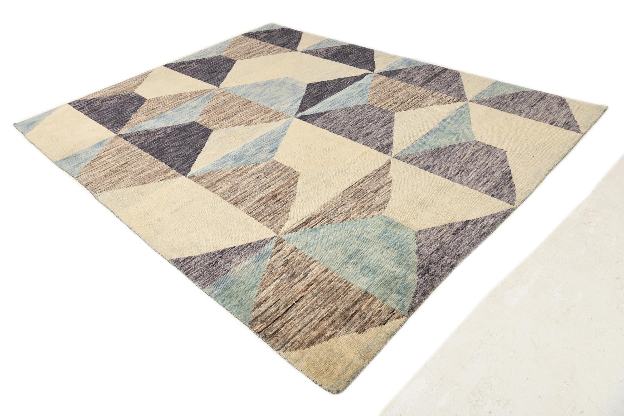 7' 8 x 9' 7 Hand Knotted Moroccan Wool Rug
