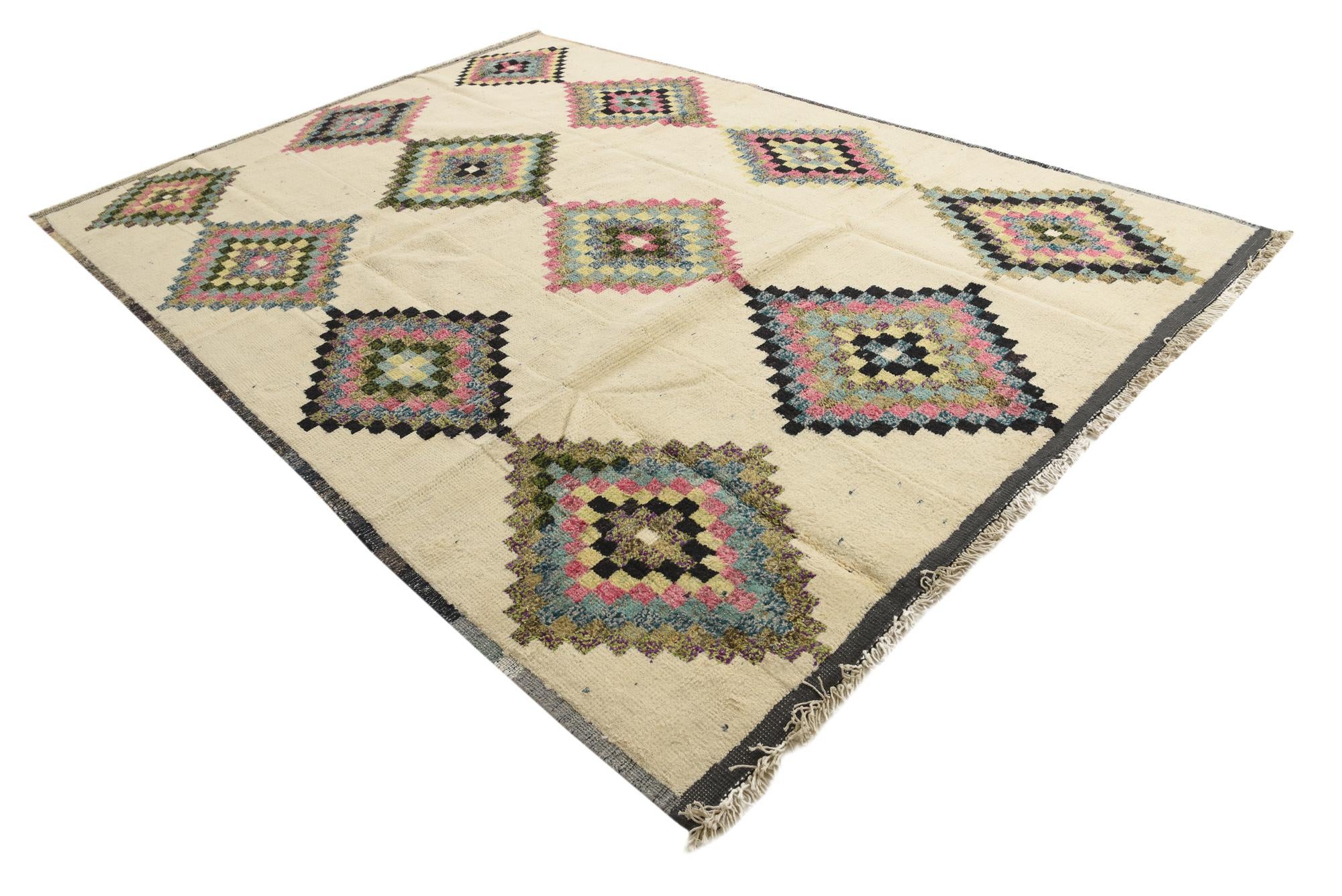 8' 8 x 12' 4 Hand Knotted Moroccan Wool Rug