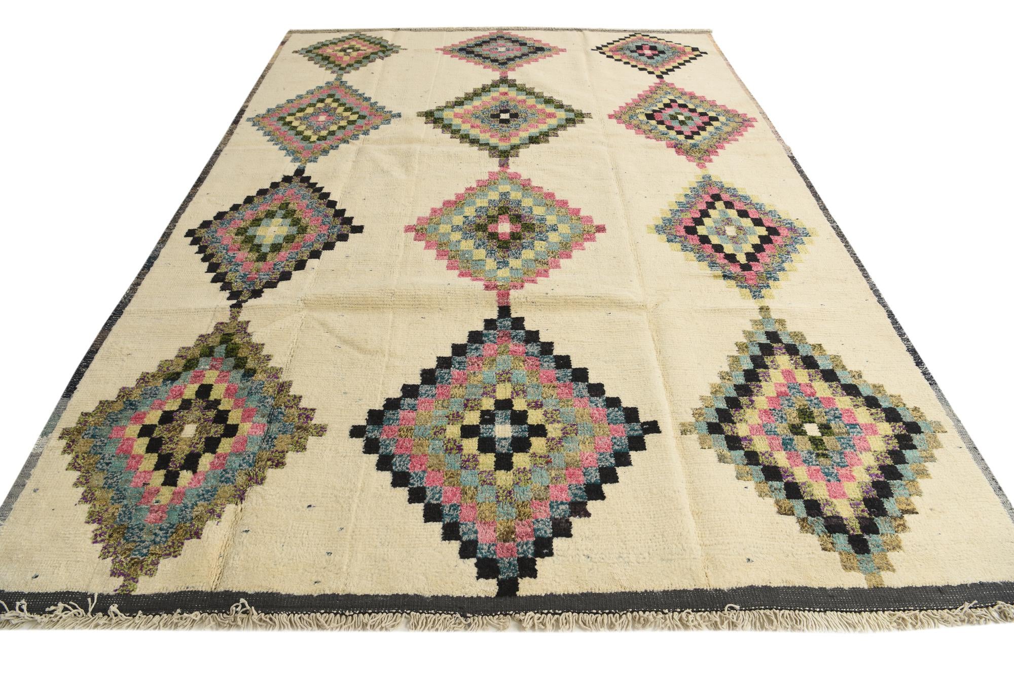 8' 8 x 12' 4 Hand Knotted Moroccan Wool Rug