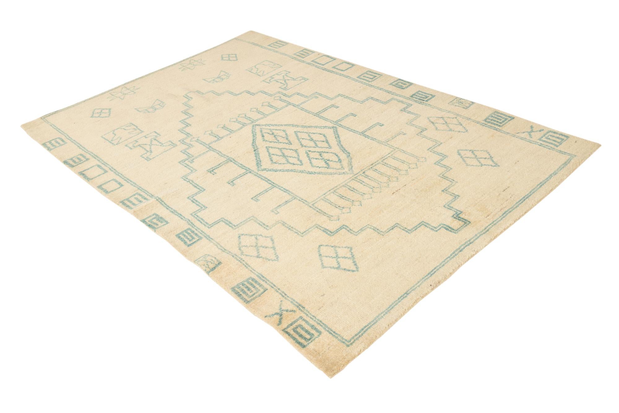 5' 6 x 8' 2 Hand Knotted Moroccan Wool Rug