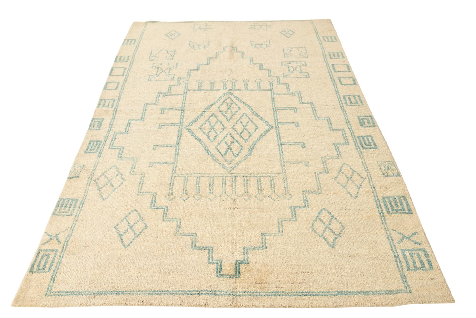 5' 6 x 8' 2 Hand Knotted Moroccan Wool Rug