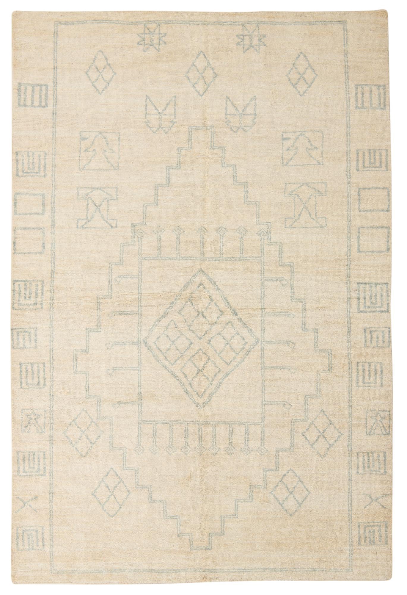6' 7 x 9' 11 Hand Knotted Moroccan Wool Rug