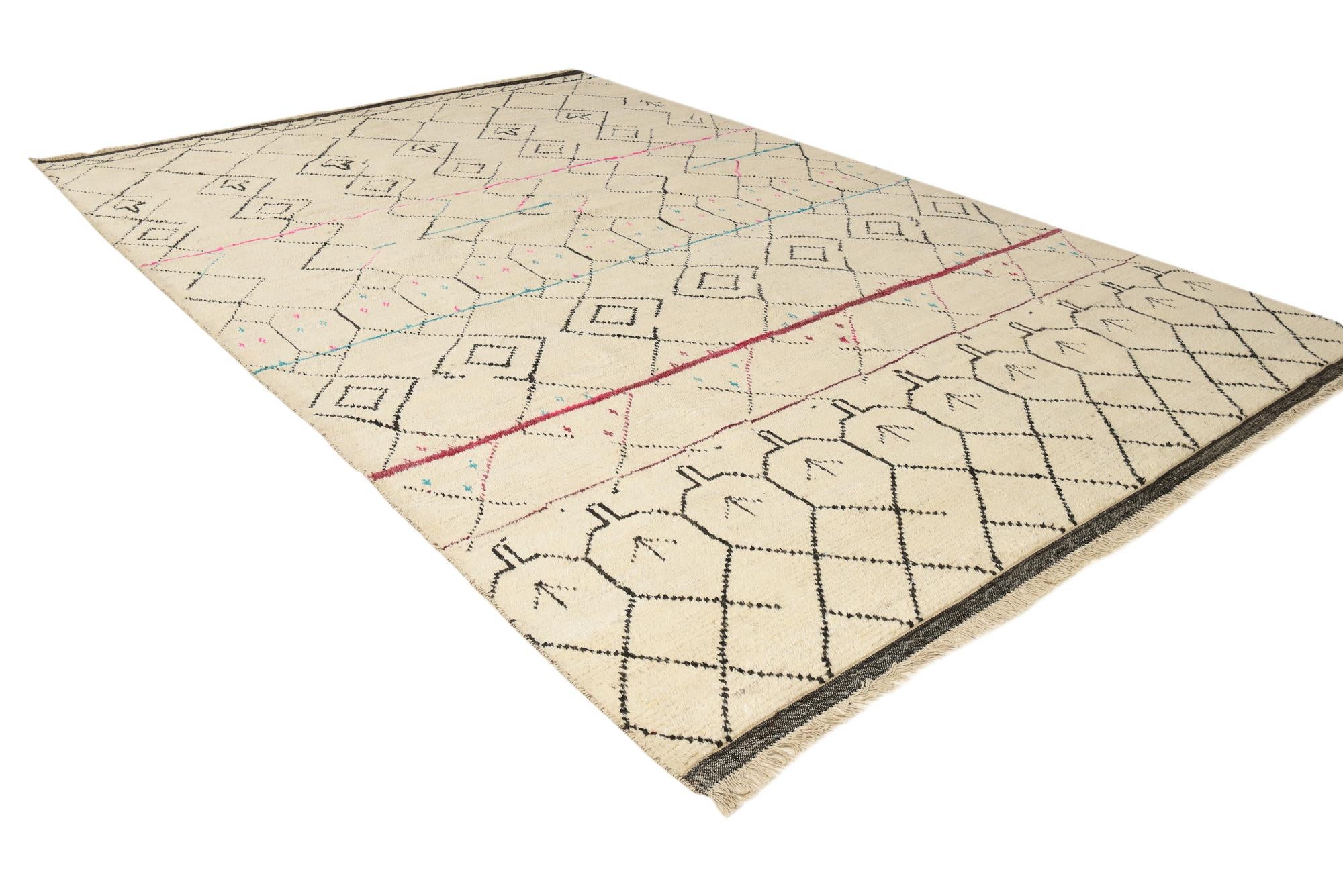 9' 11 x 15' Hand Knotted Moroccan Wool Rug
