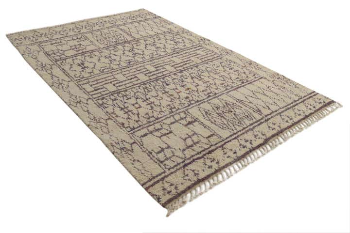 6' x 9' 1 Hand Knotted Moroccan Wool Rug