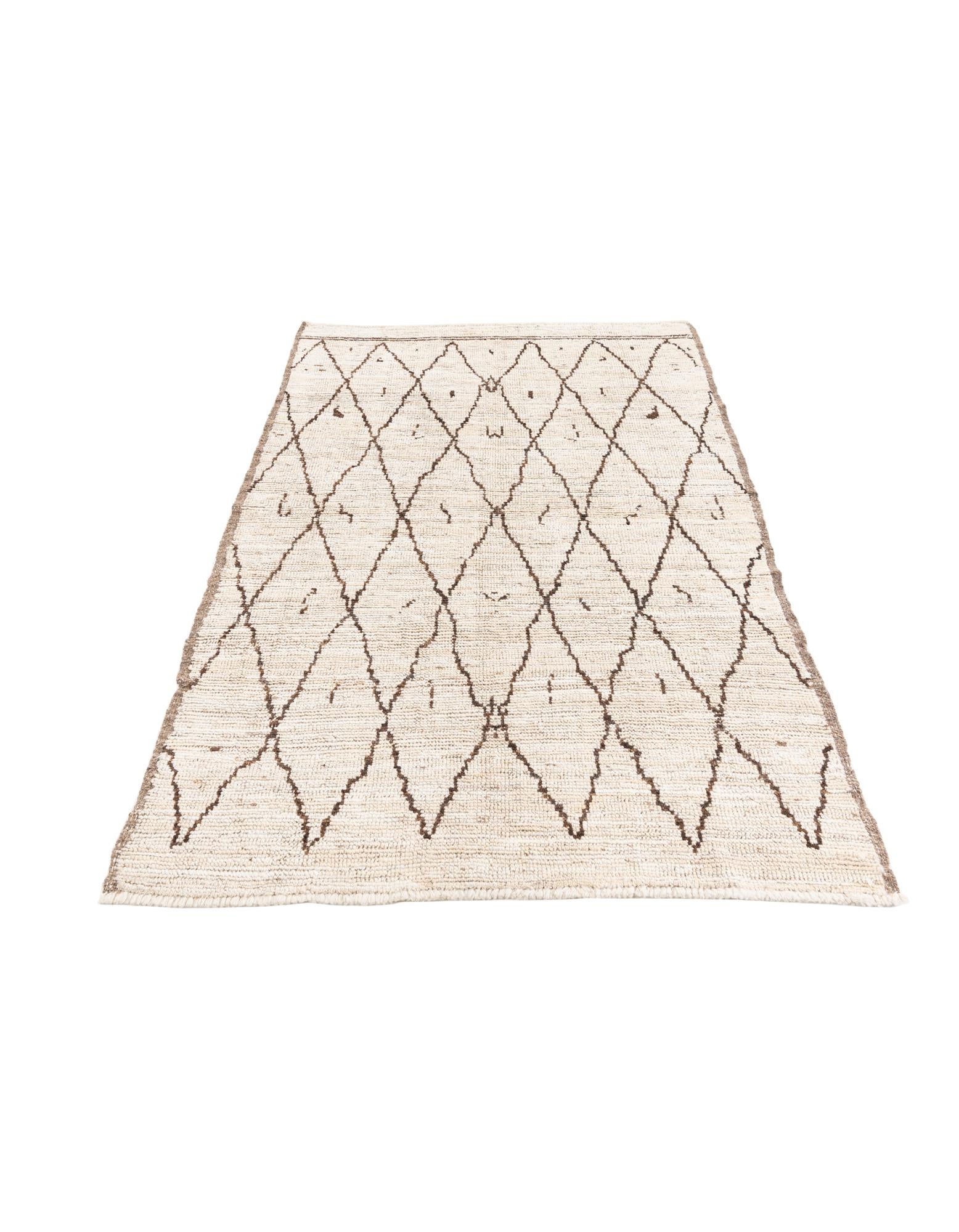 4' 2 x 6' 3 Hand Knotted Moroccan Wool Rug