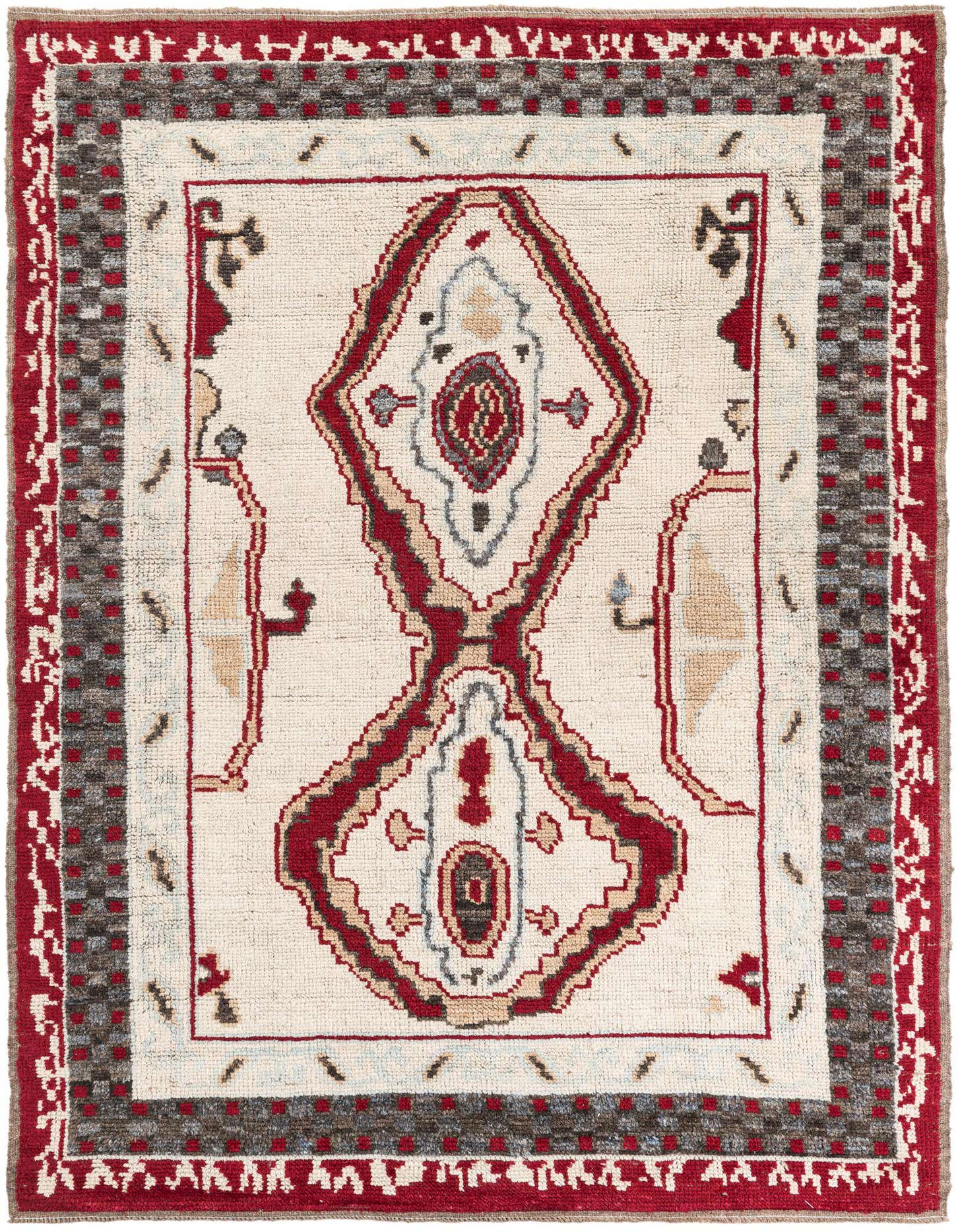 6' 7 x 9' Hand Knotted Moroccan Wool Rug