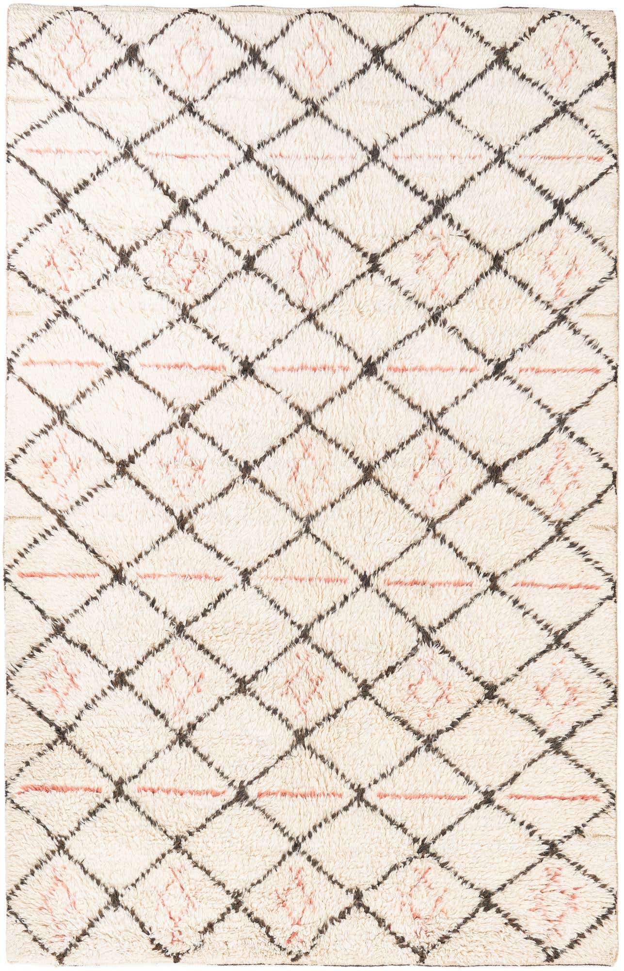 6' x 9' 4 Hand Knotted Moroccan Wool Rug