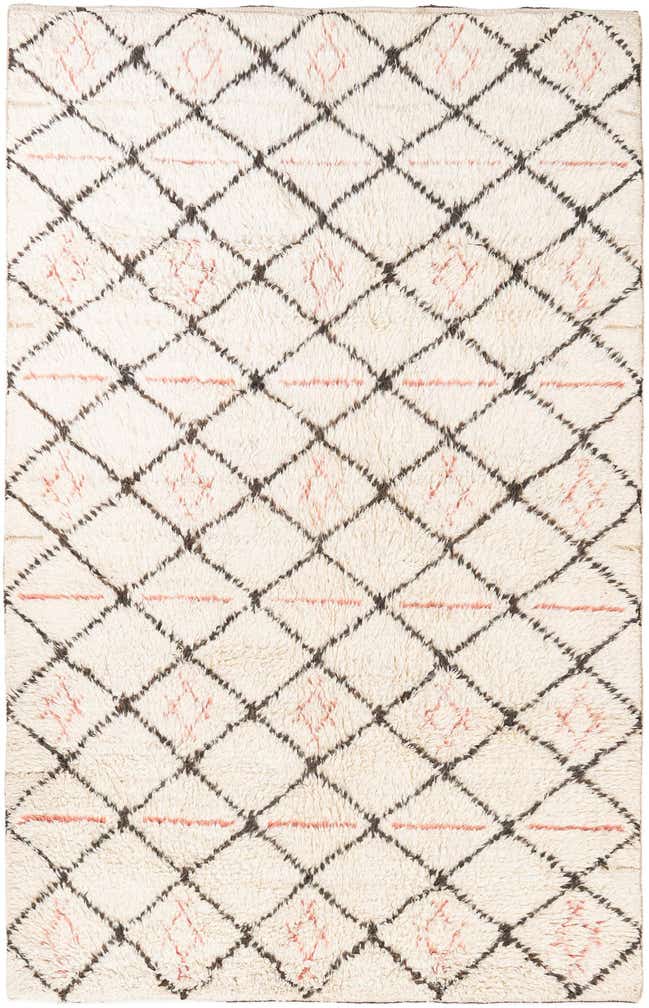 6' x 9' 4 Hand Knotted Moroccan Wool Rug