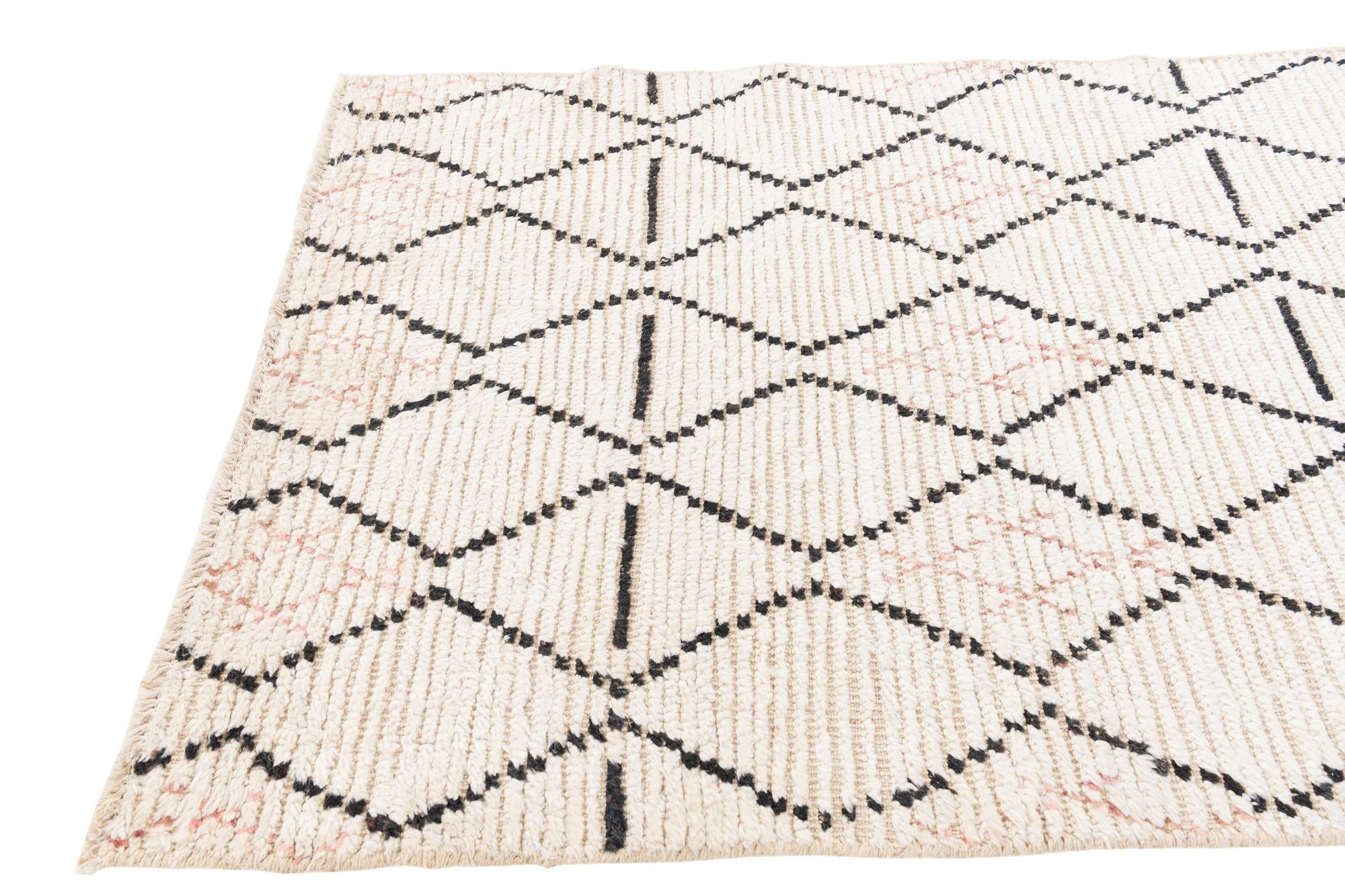 3' 2 x 5' 4 Hand Knotted Moroccan Wool Rug