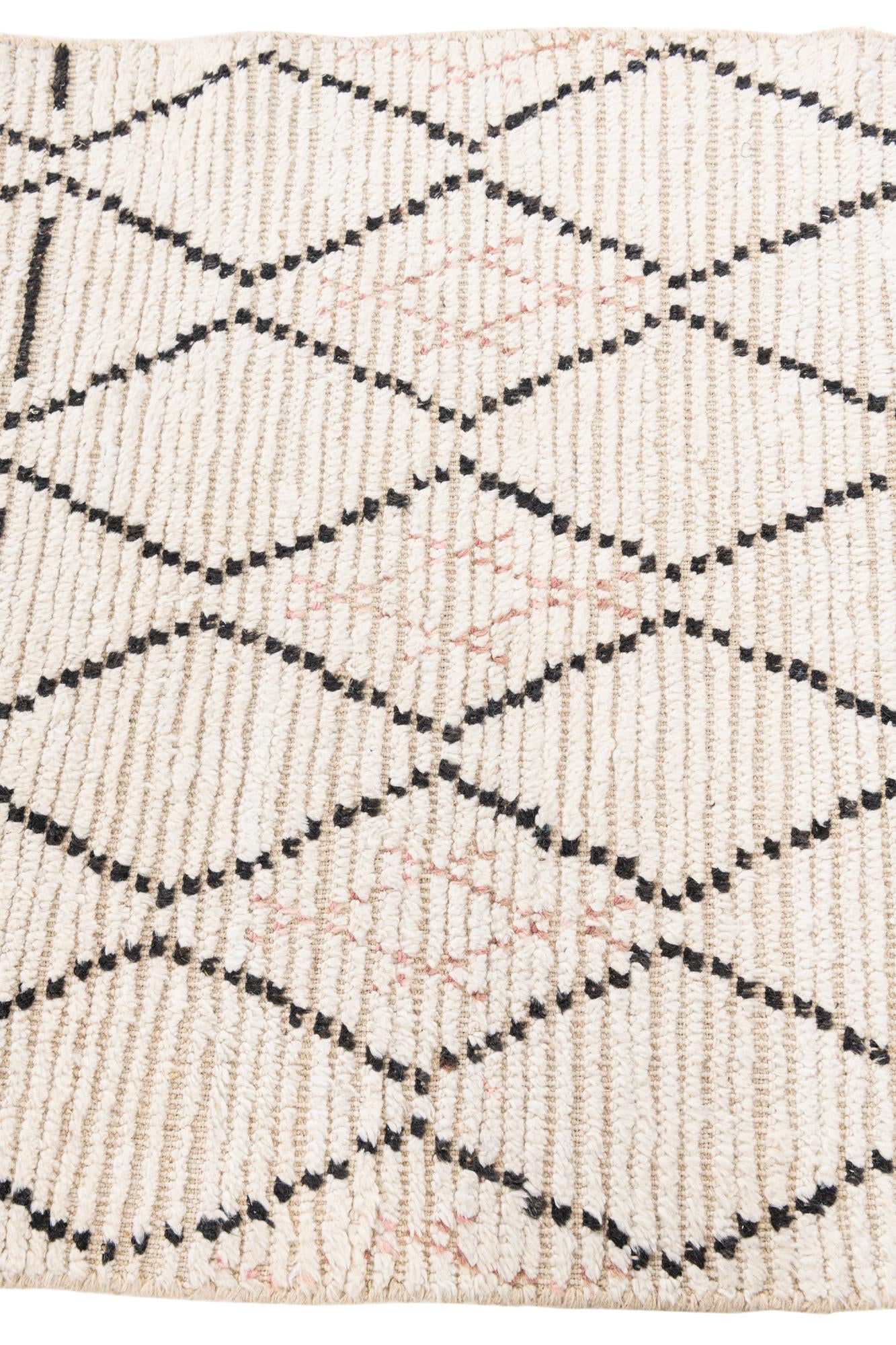 3' 2 x 5' 4 Hand Knotted Moroccan Wool Rug