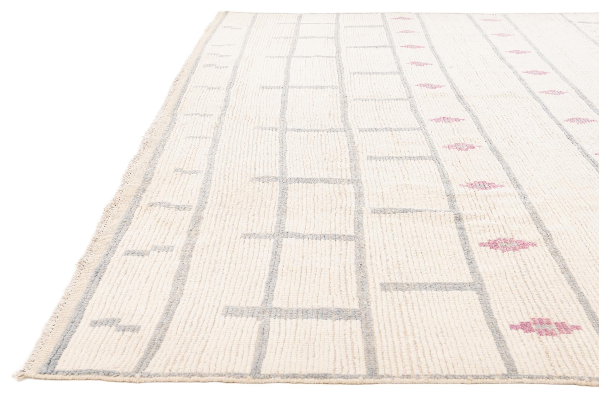 9' 2 x 12' 6 Hand Knotted Moroccan Wool Rug