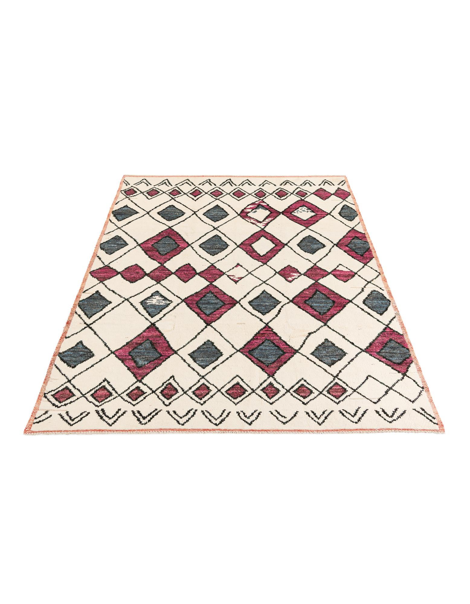 7' 10 x 9' 10 Hand Knotted Moroccan Wool Rug