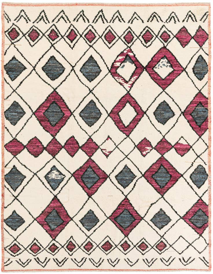 Detail image of 7' 10 x 9' 10 Hand Knotted Moroccan Wool Rug