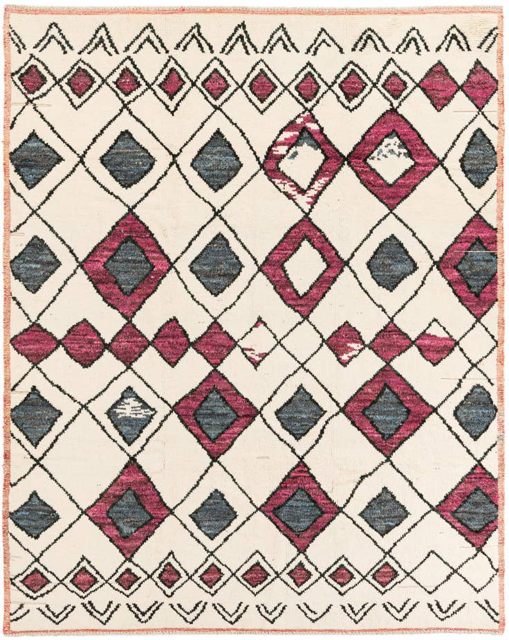 Detail image of 7' 10 x 9' 10 Hand Knotted Moroccan Wool Rug