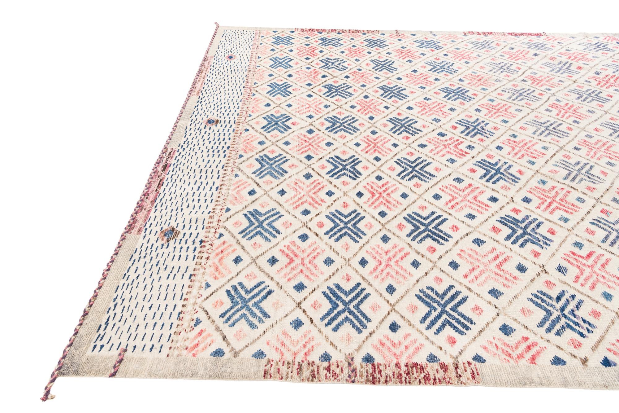 8' 9 x 12' 1 Hand Knotted Moroccan Wool Rug