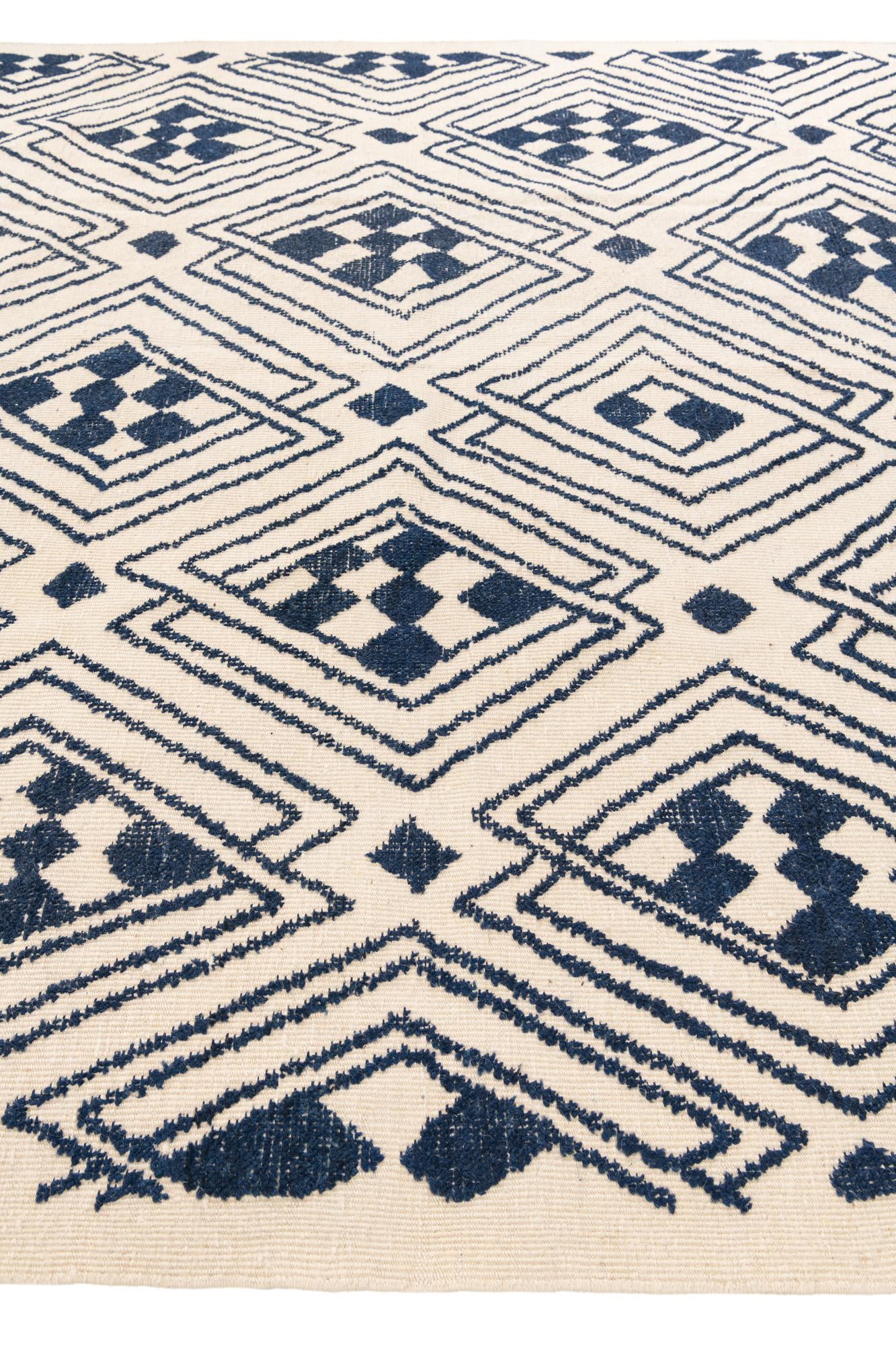 9' x 12' 2 Hand Knotted Moroccan Wool Rug