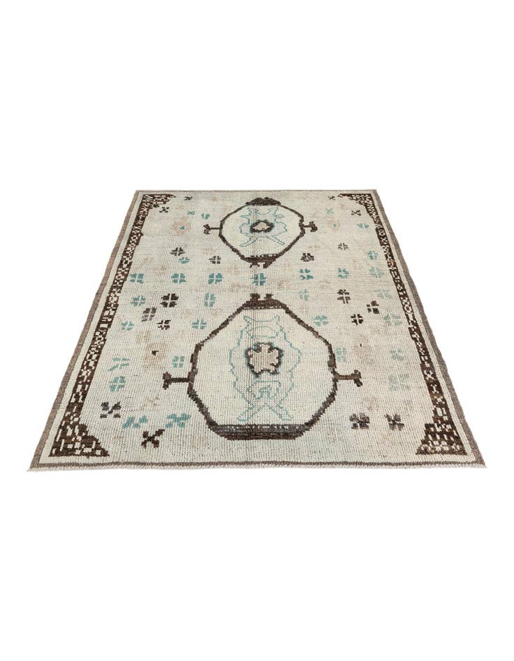 Detail image of 5' 8 x 7'  Hand Knotted Moroccan Wool Rug