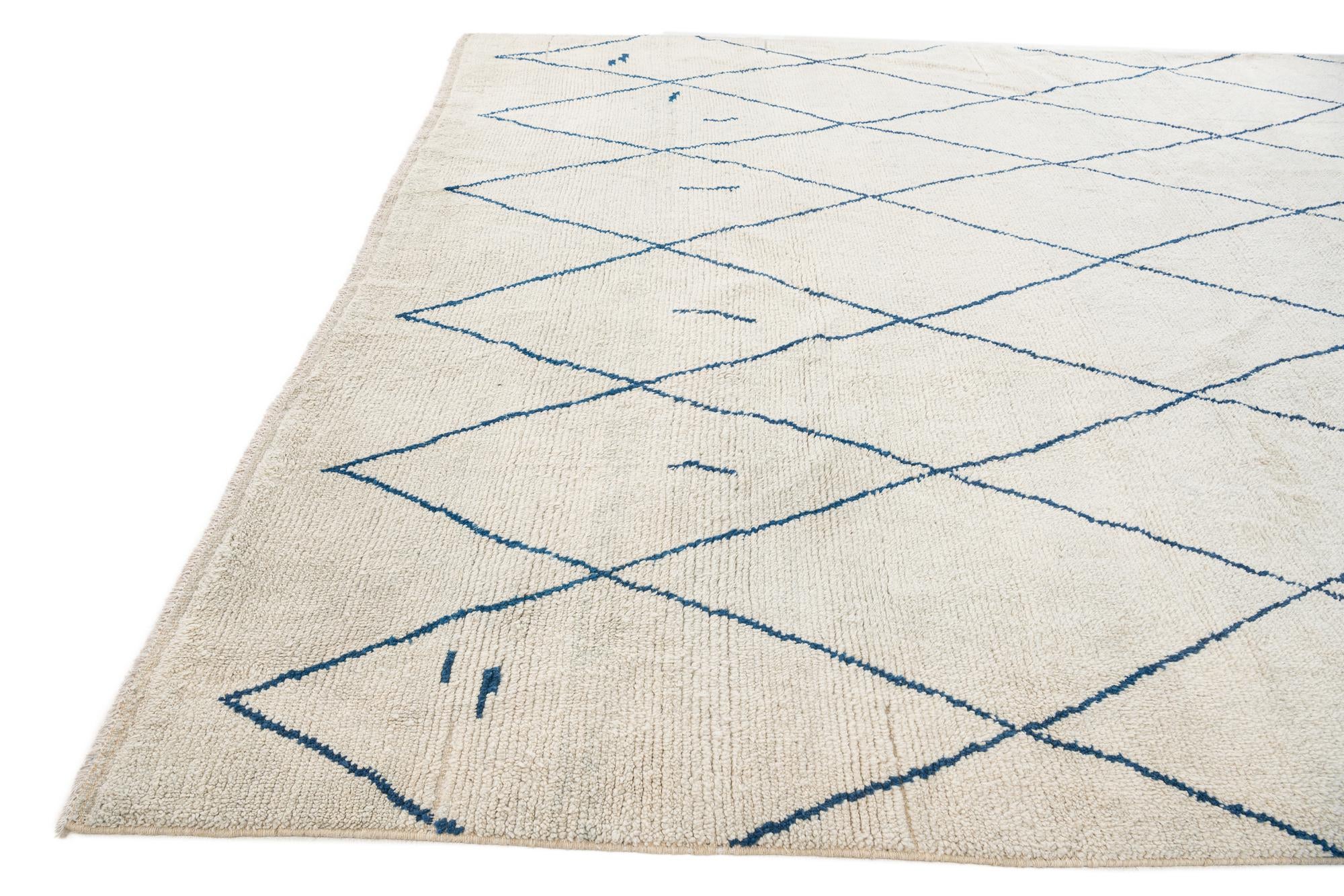 9' 5 x 11' 7 Hand Knotted Moroccan Wool Rug