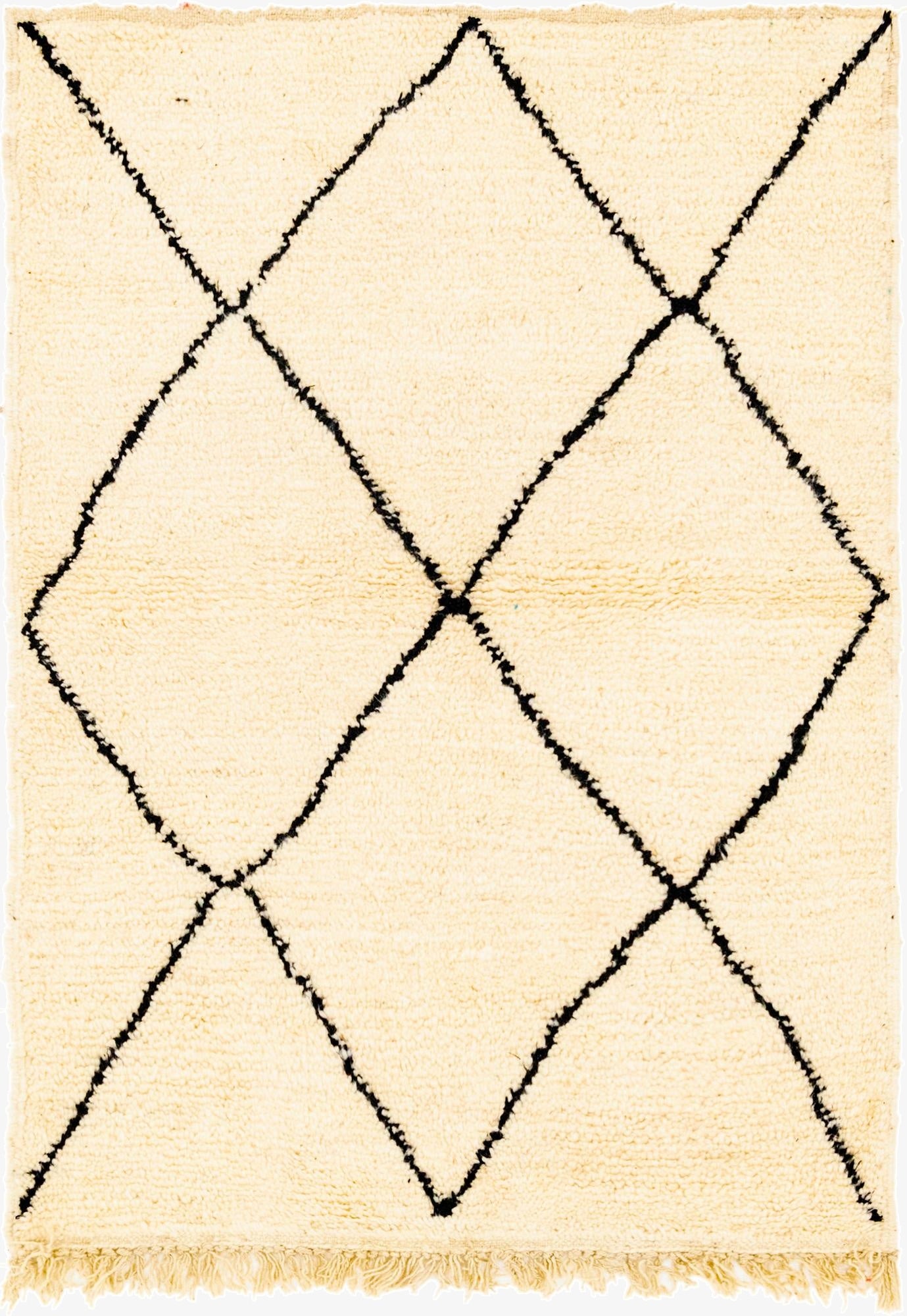 3' 5 x 4' 9  Hand Knotted Moroccan Wool Rug