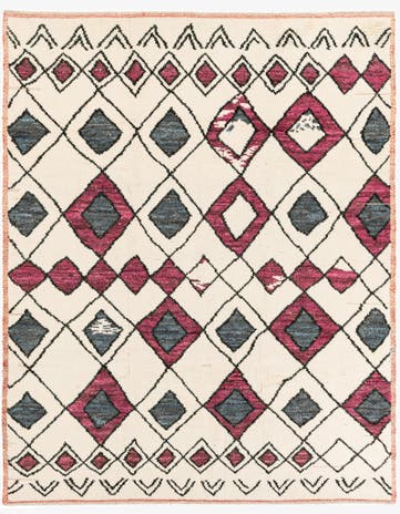 7' 10 x 9' 10 Hand Knotted Moroccan Wool Rug