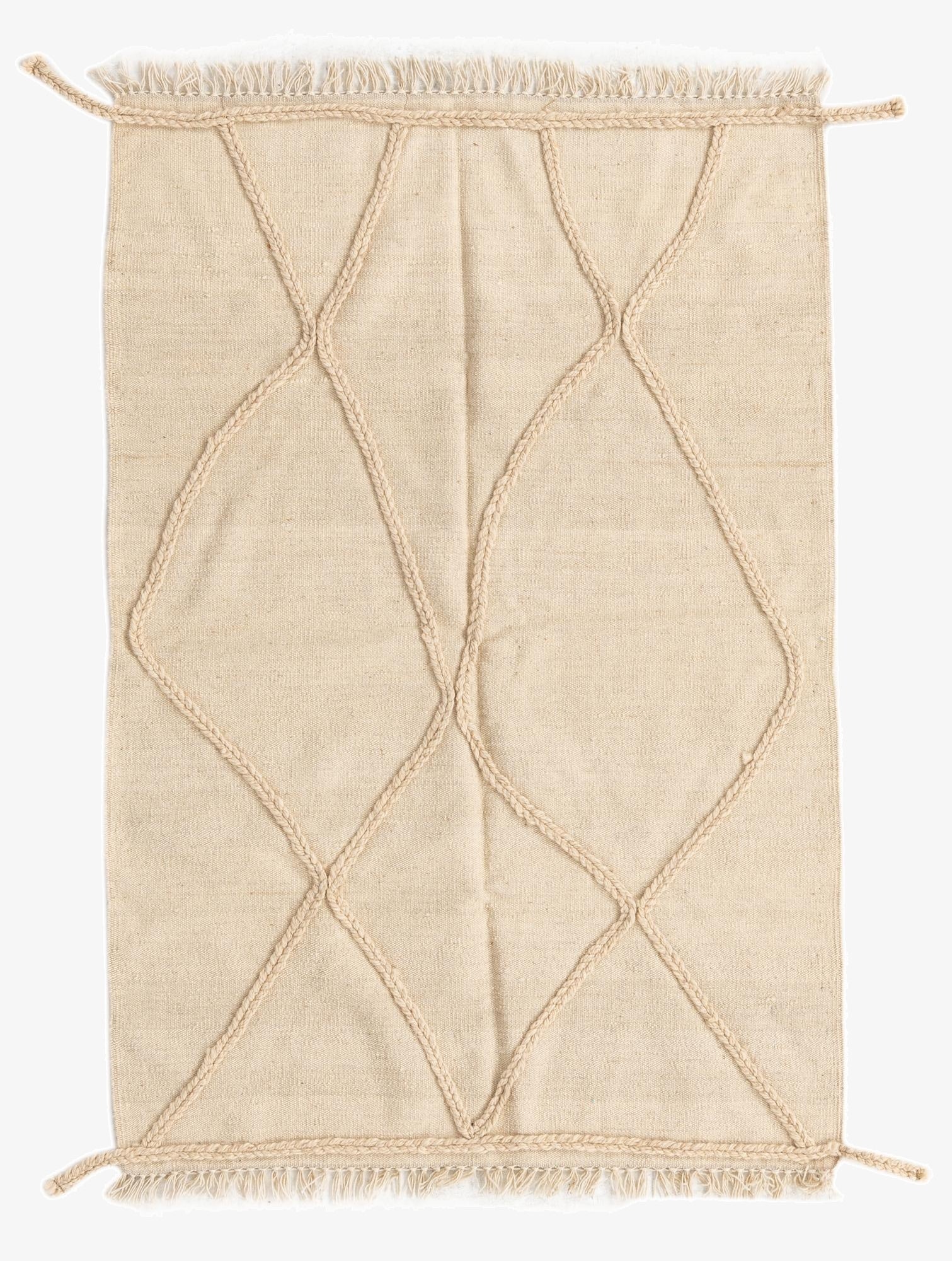 3' 4 x 4' 11  Hand Knotted Moroccan Wool Rug