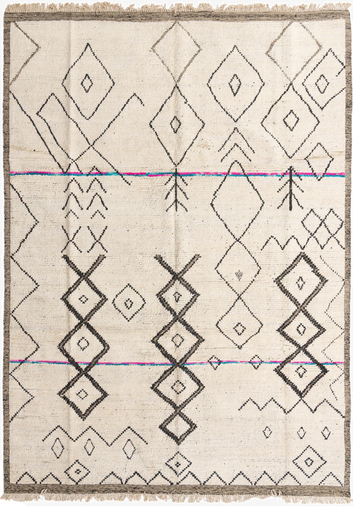 9' x 12' 7  Hand Knotted Moroccan Wool Rug