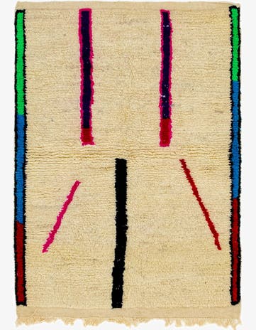 3' 4 x 4' 10 Hand Knotted Moroccan Wool Rug