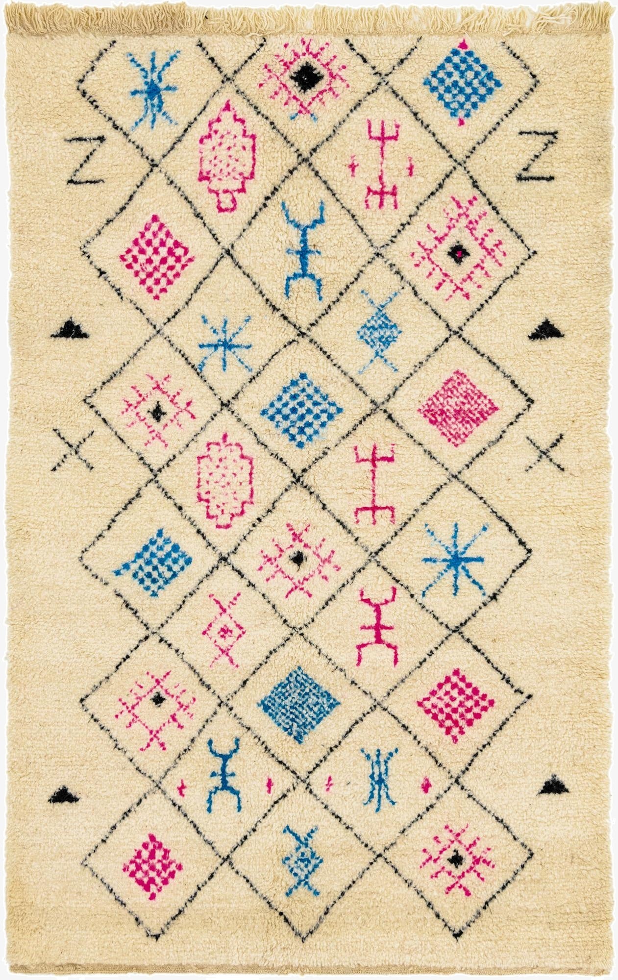 5' 2 x 7' 9  Hand Knotted Moroccan Wool Rug