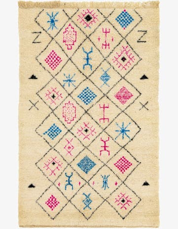 5' 2 x 7' 9 Hand Knotted Moroccan Wool Rug