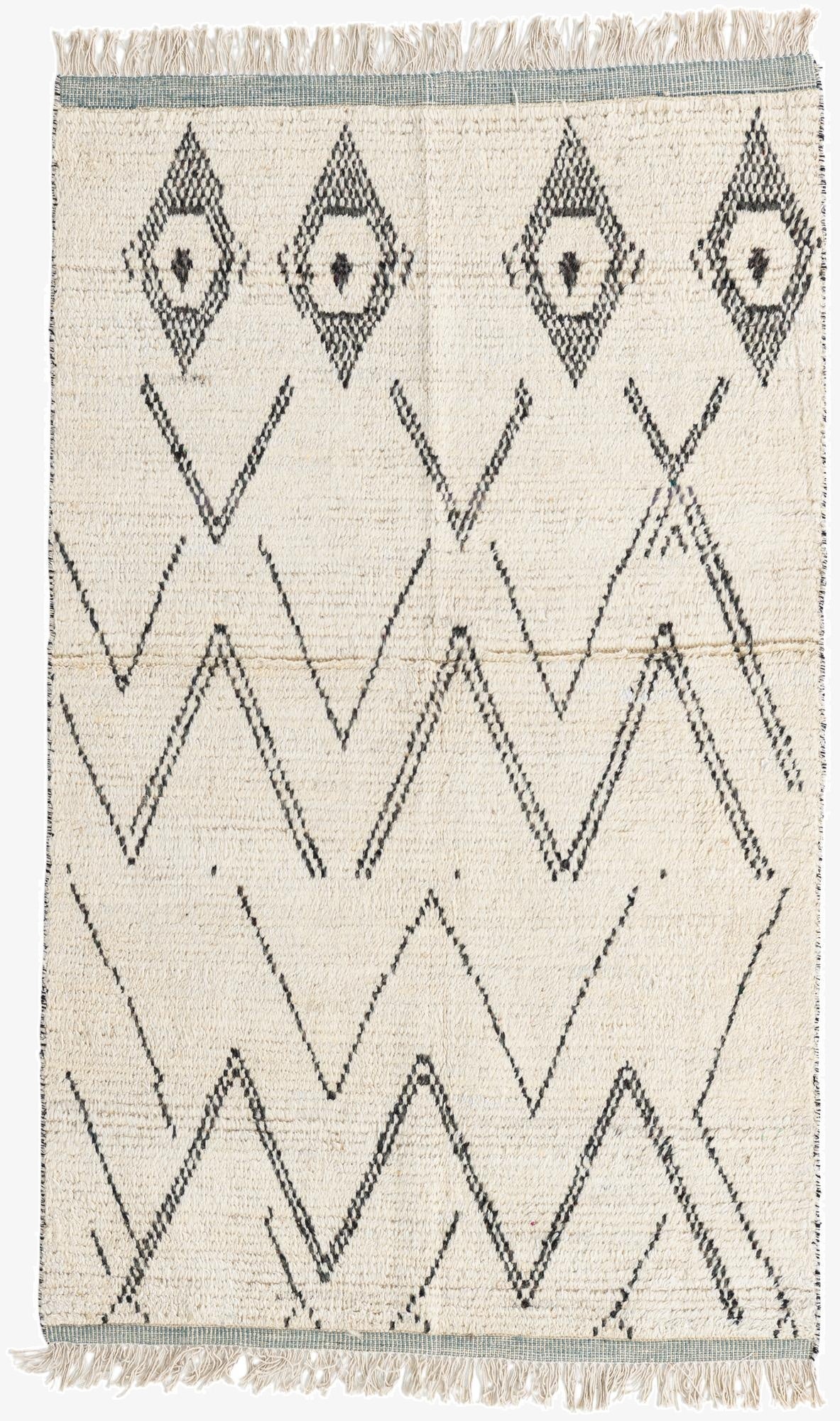 4' 1 x 6' 8  Hand Knotted Moroccan Wool Rug