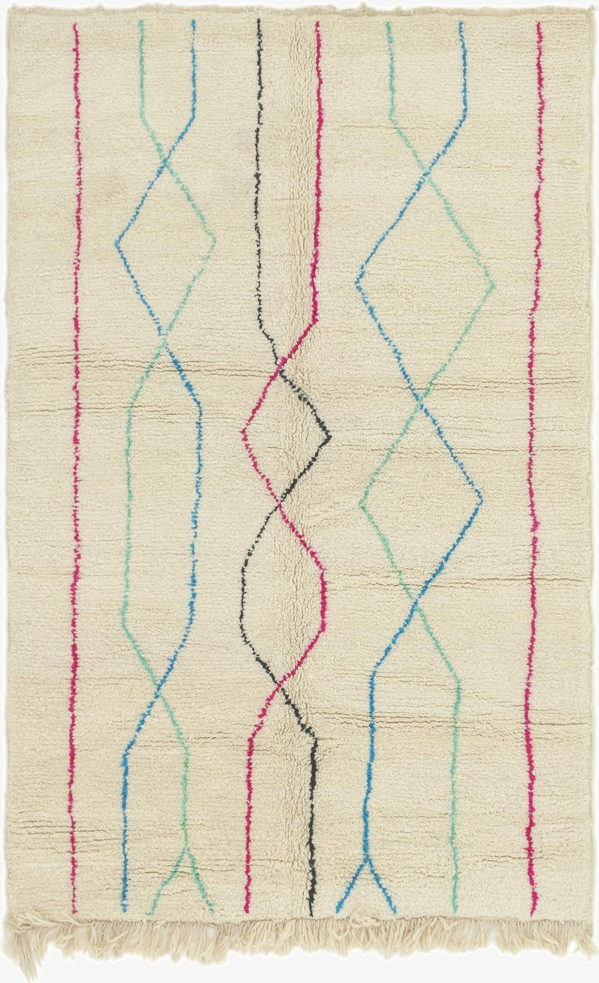 5' x 8'  Hand Knotted Moroccan Wool Rug