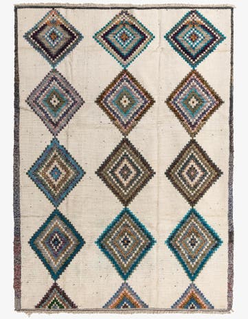 9' x 12' 4 Hand Knotted Moroccan Wool Rug