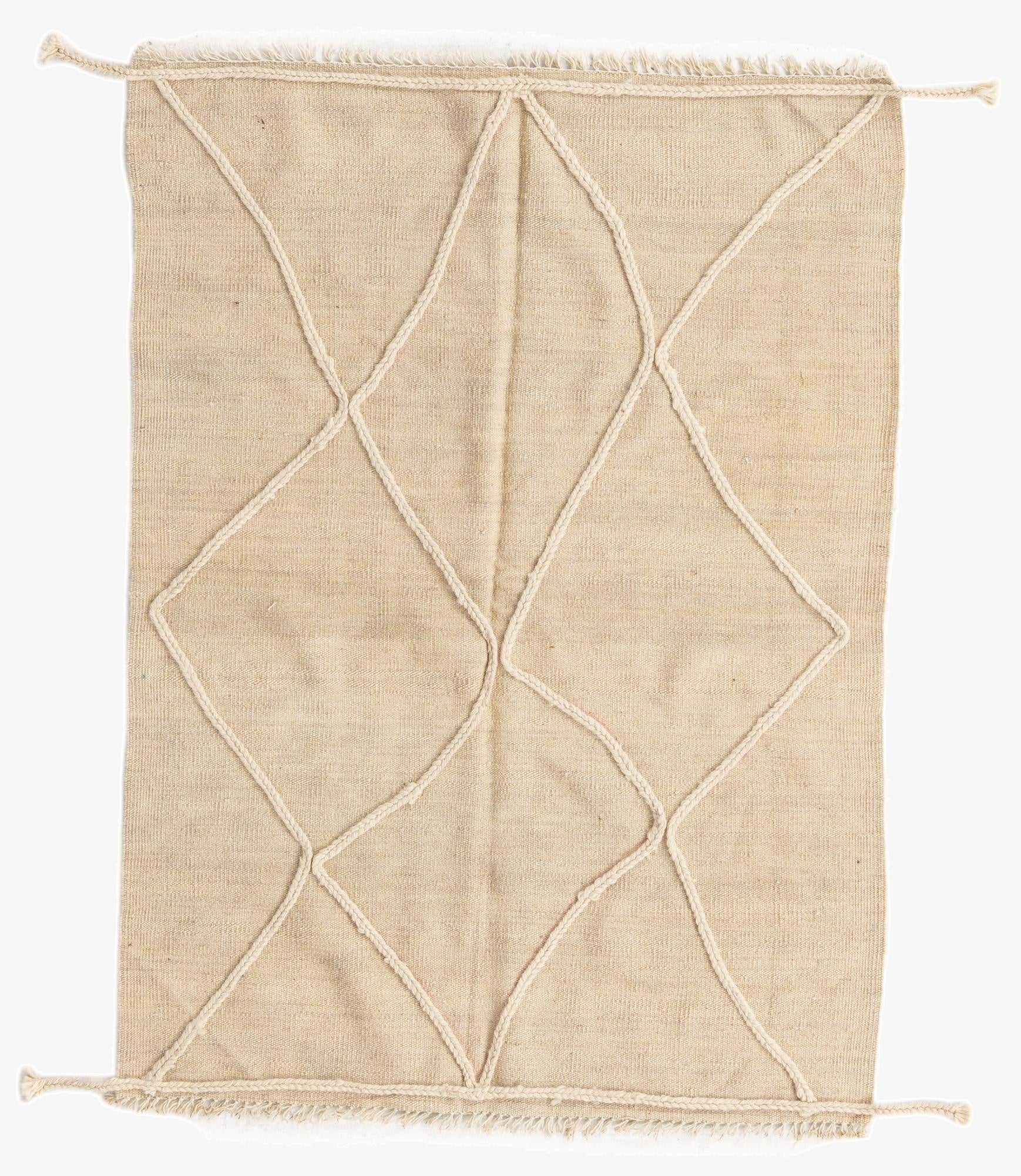 3' 5 x 4' 8  Hand Knotted Moroccan Wool Rug