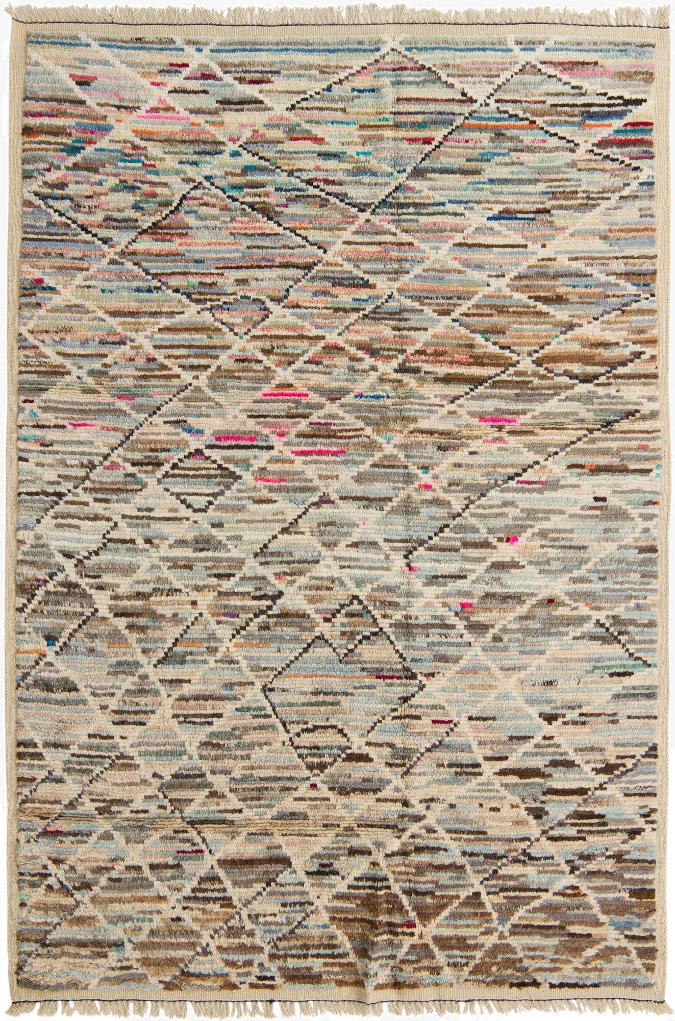 6' 3 x 9' 2  Hand Knotted Moroccan Wool Rug