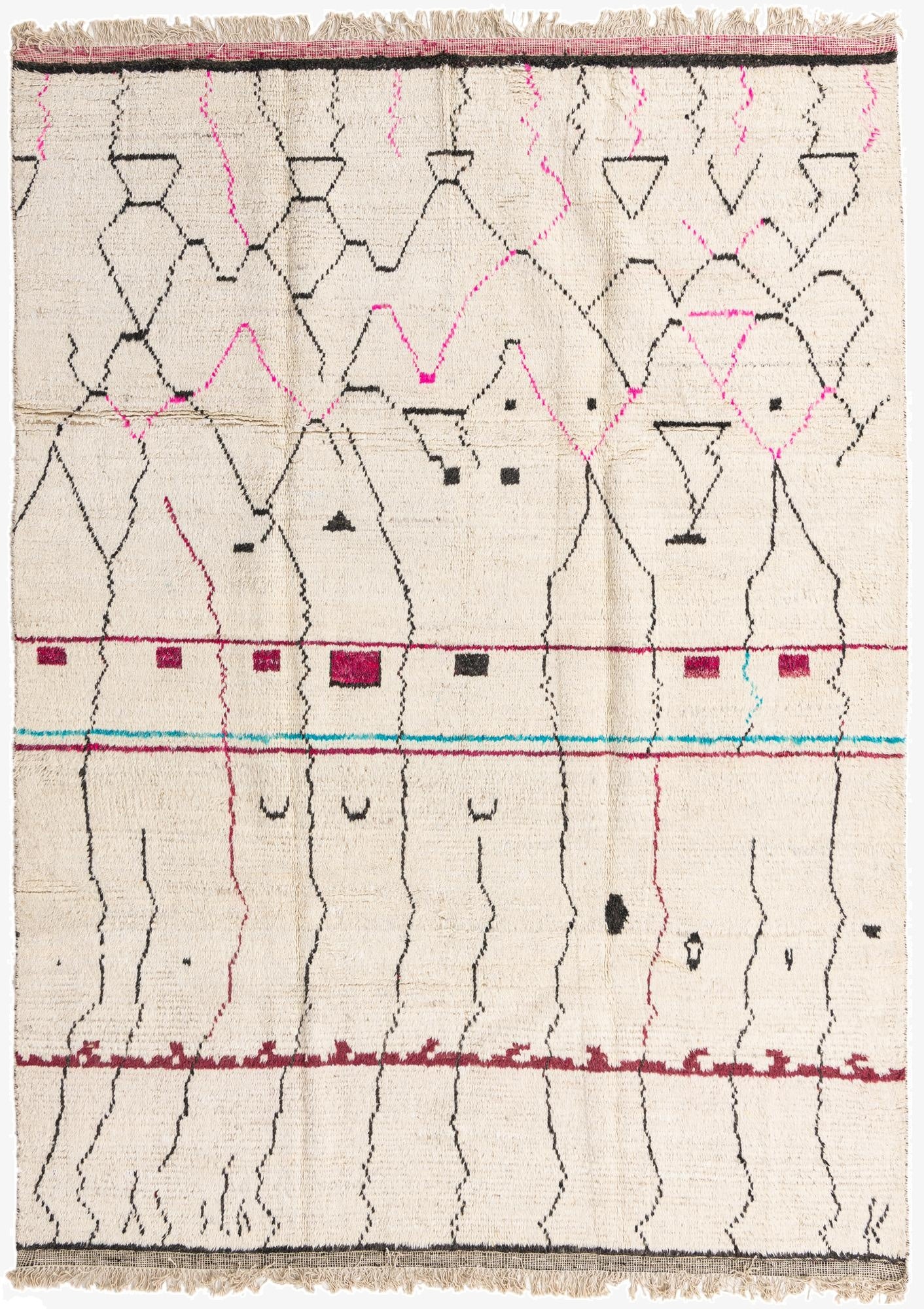 8' x 11'  Hand Knotted Moroccan Wool Rug