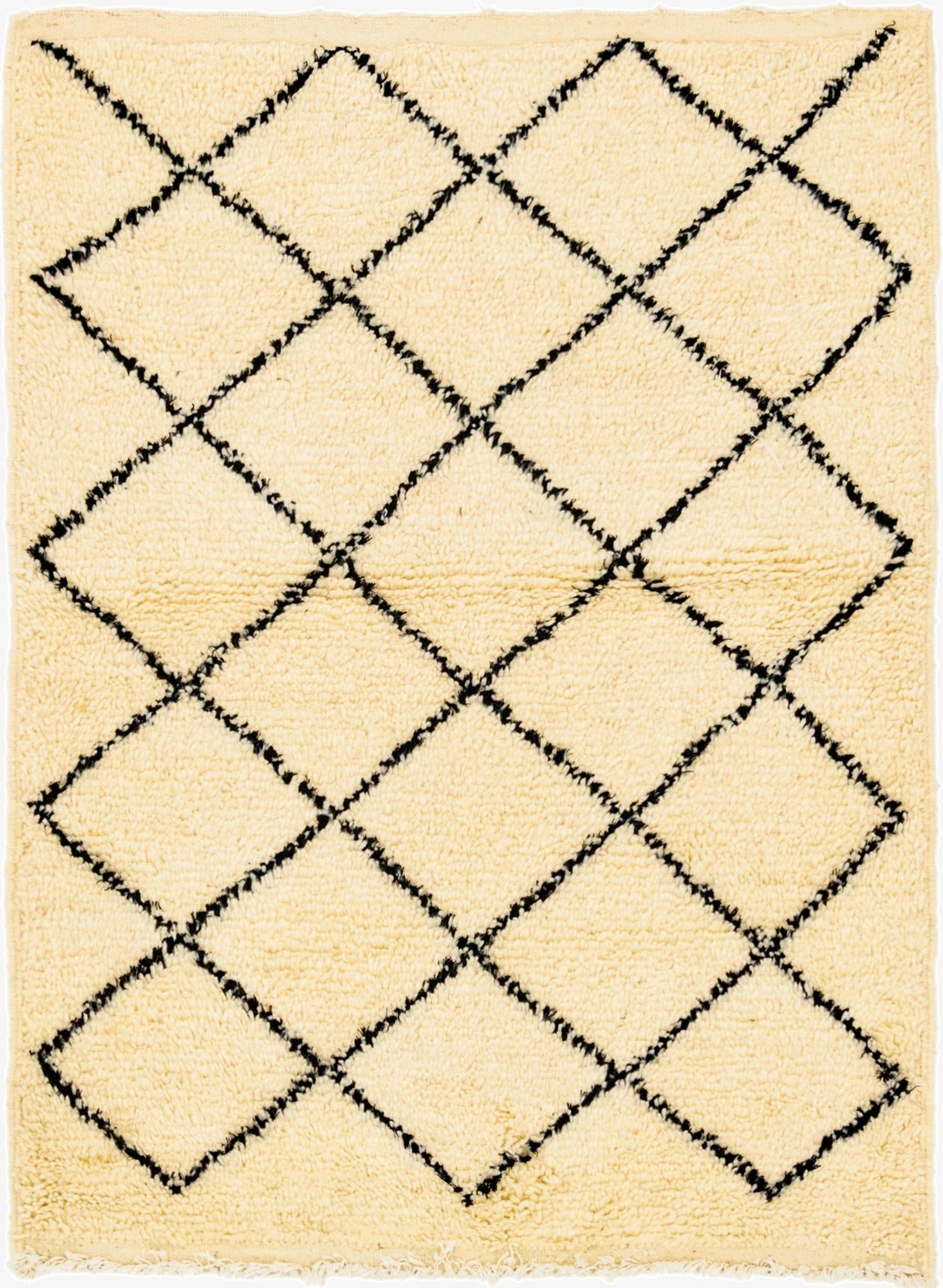 3' 6 x 4' 8  Hand Knotted Moroccan Wool Rug