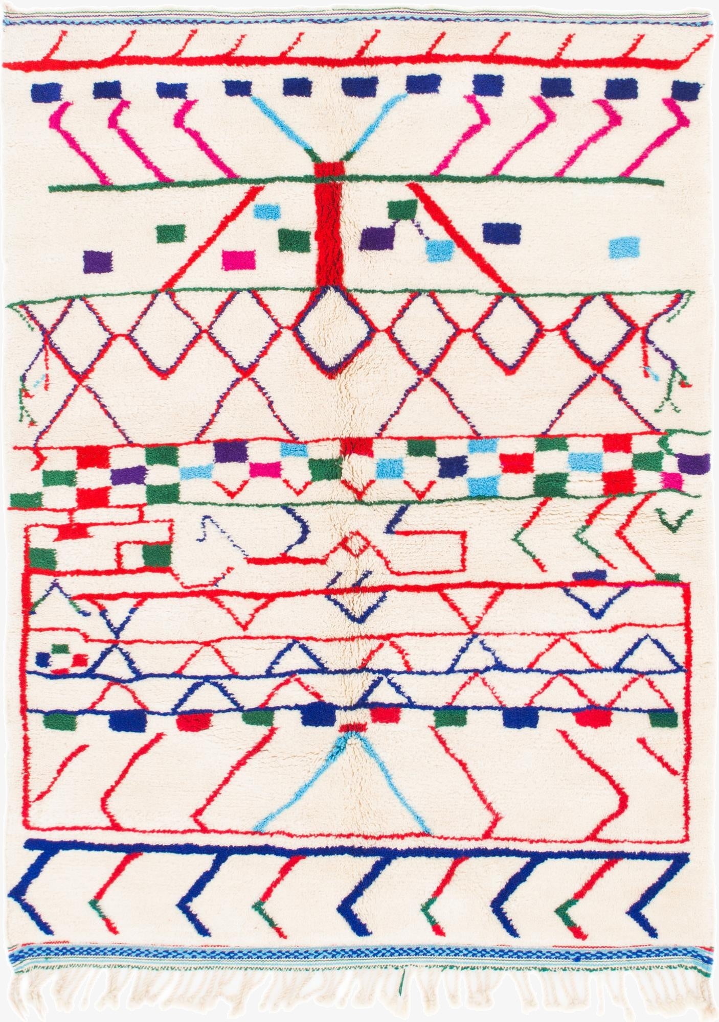 4' 10 x 6' 8  Hand Knotted Moroccan Wool Rug