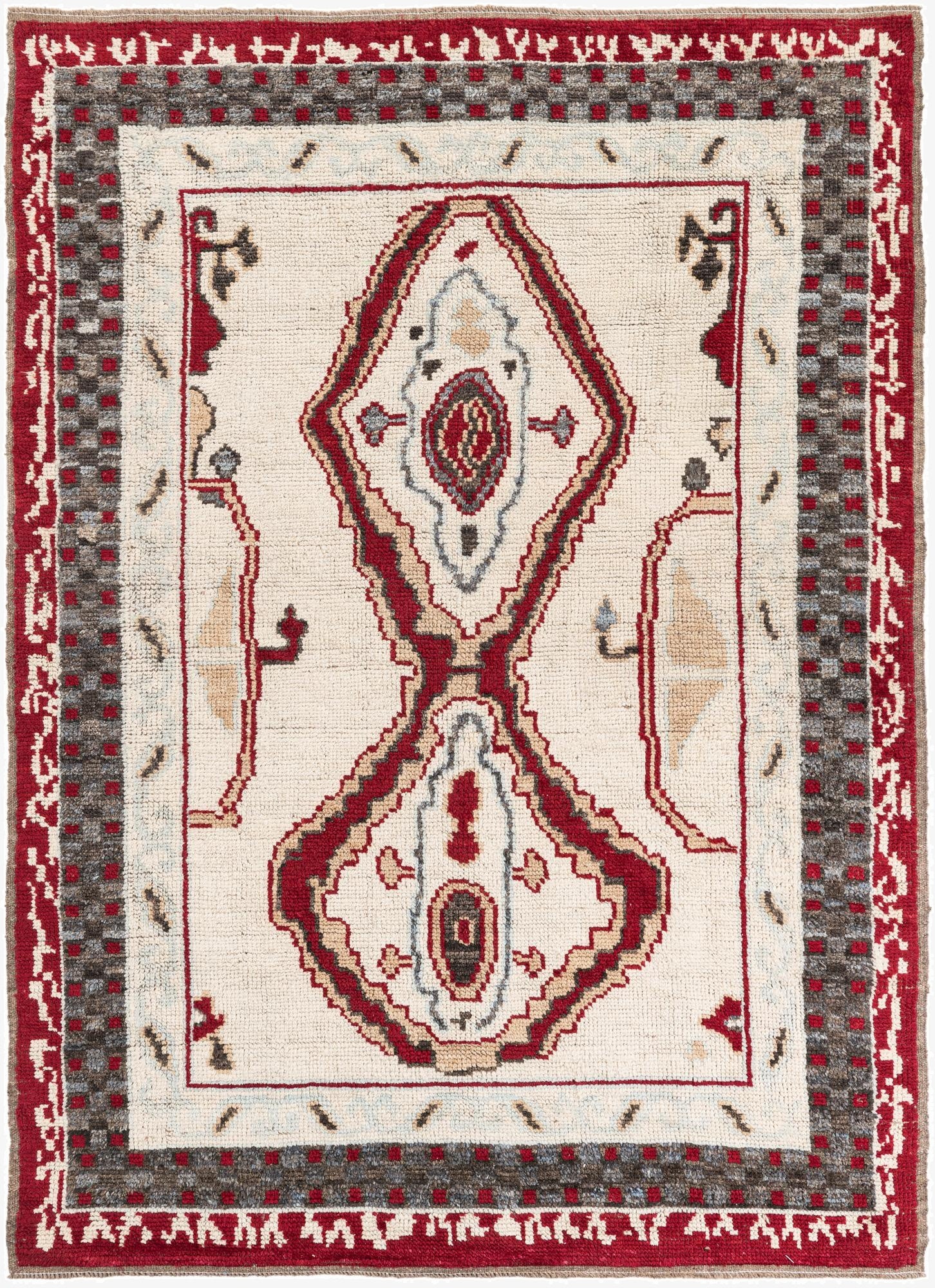6' 7 x 9'  Hand Knotted Moroccan Wool Rug